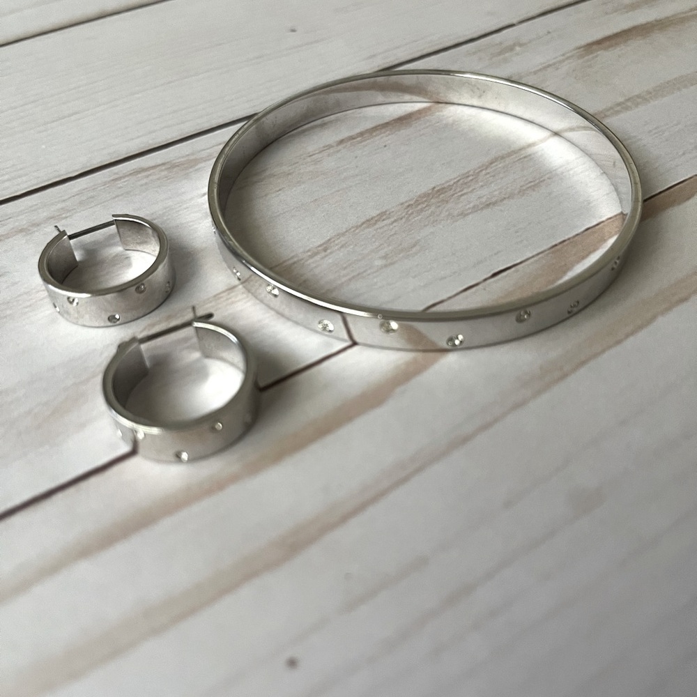 Swarovski Crystal and Silver Bangle and Earring set